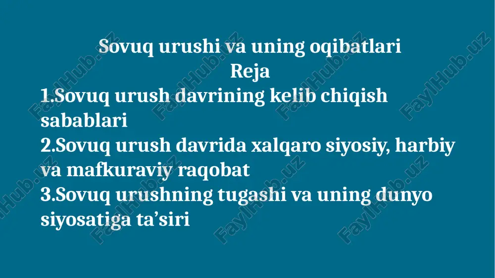 sovuq urushi va uning oqibatlari — PPTX