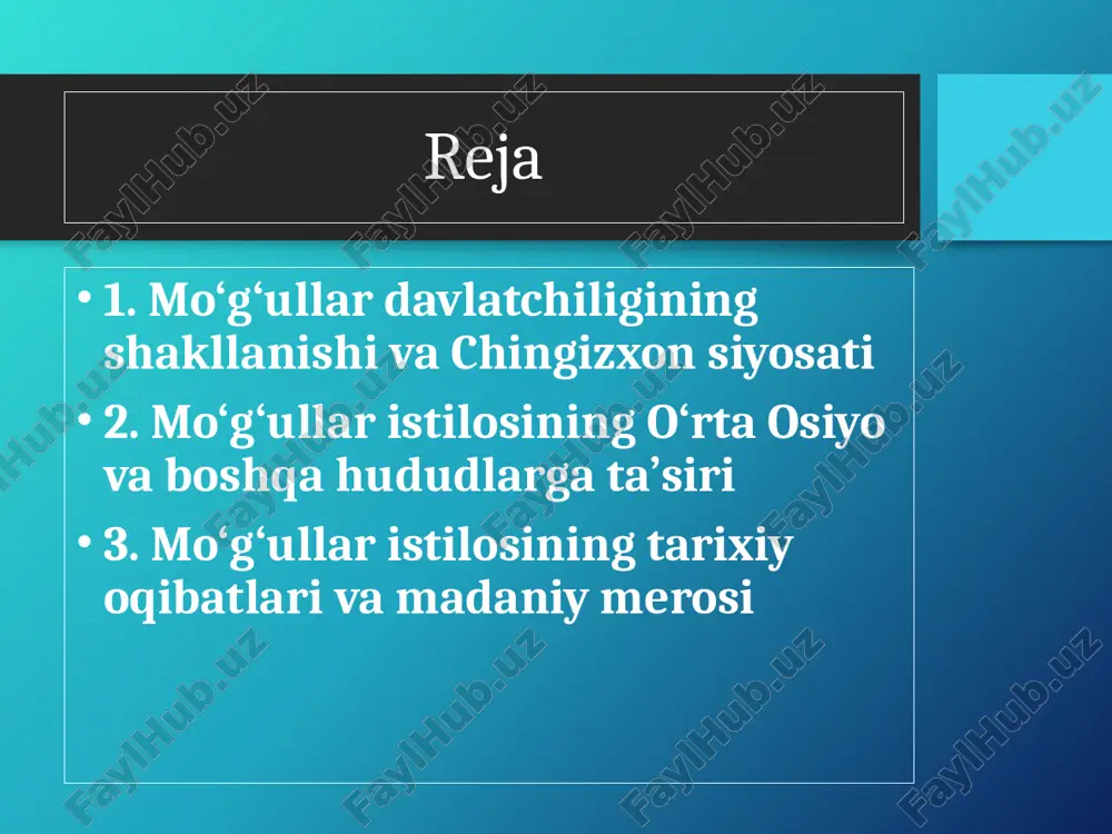mo‘g‘ullar istilosi — PPTX