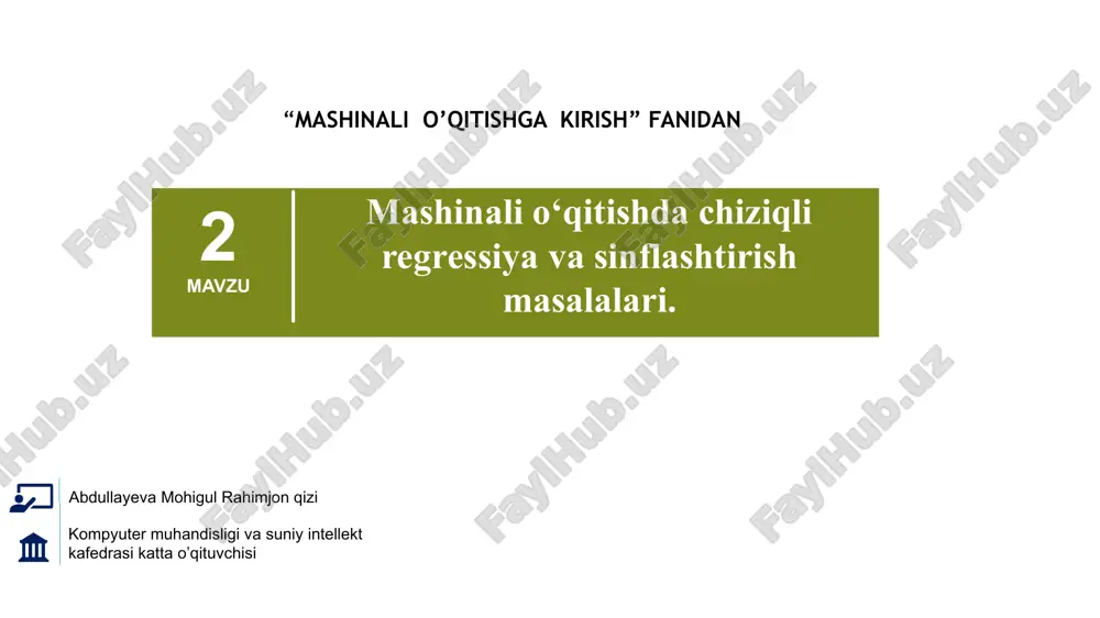 mashinali o'qitishga kirish — PPTX