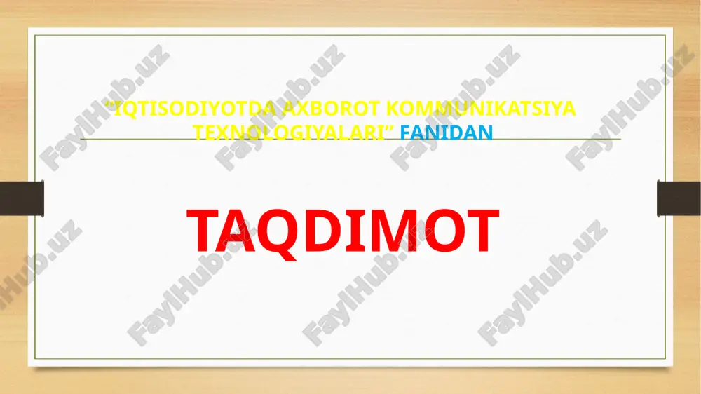 zamonaviy biznesdagi bigdata xususiyatlari va roli. — PPTX
