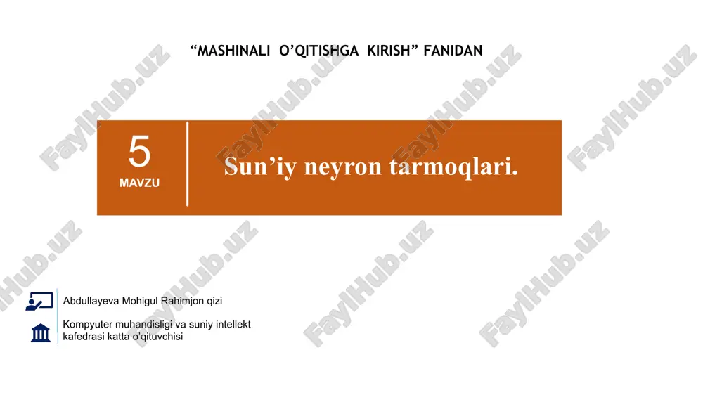 sun’iy neyron tarmoqlari — PPTX