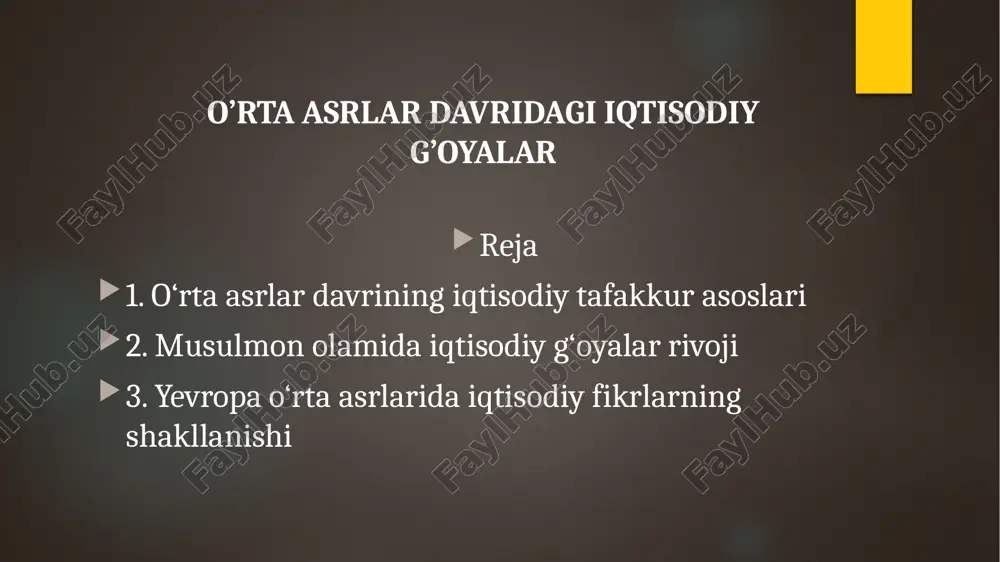 o’rta asrlar davridagi iqtisodiy g’oyalar — PPTX