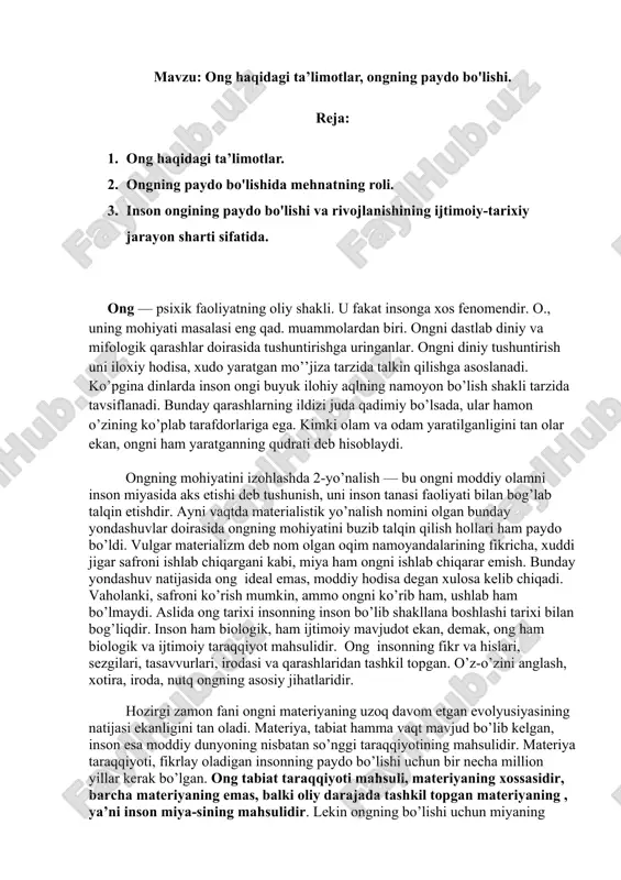 ong haqidagi ta’limotlar — DOCX