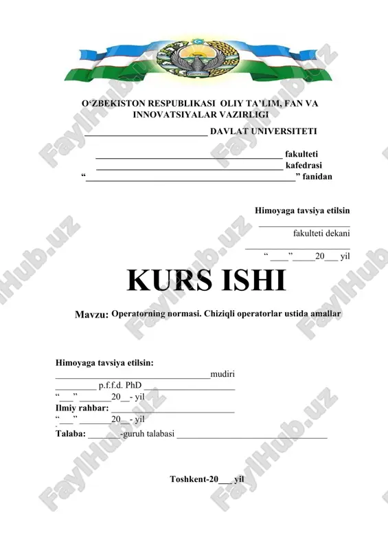 operatorning normasi. chiziqli operatorlar ustida amallar — DOCX