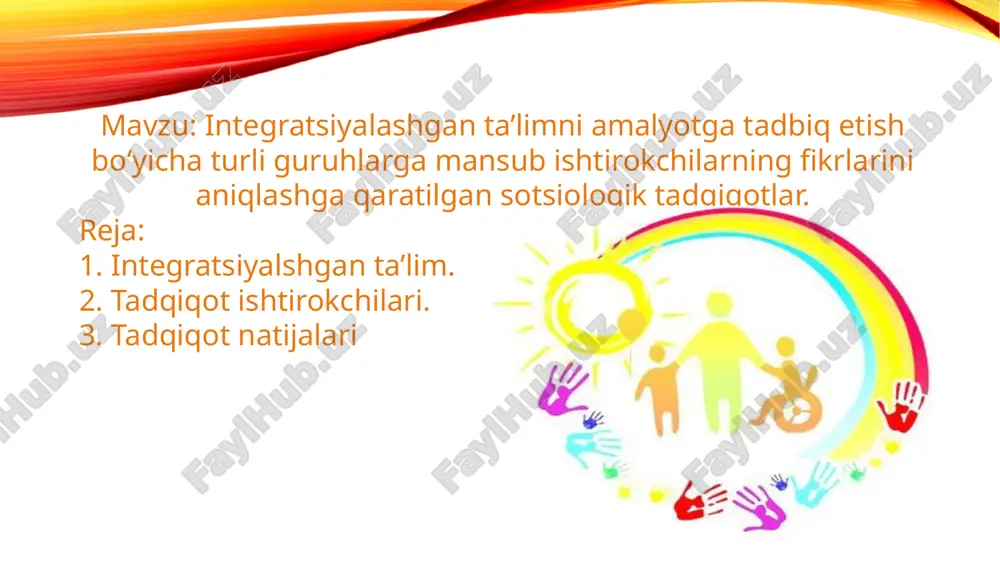 integratsiyalashgan ta'lim sotsiologik tadqiqot — PPTX
