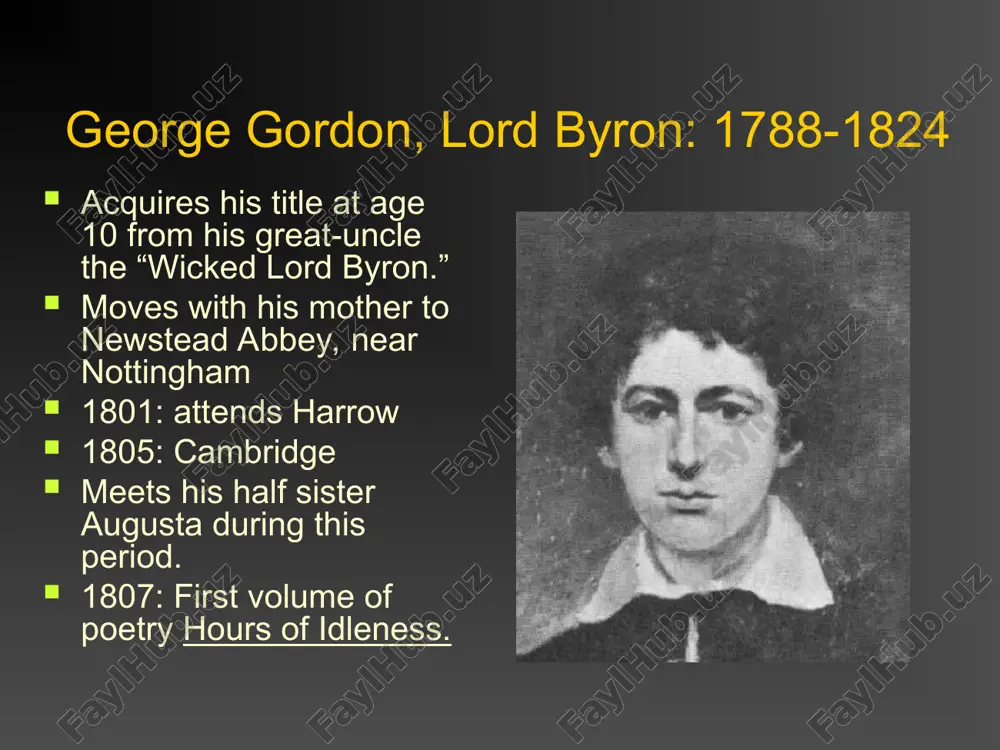 george gordon, lord byron: 1788-1824 — PPT