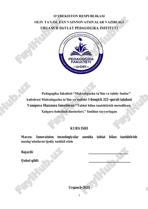 tabiat bilan tanishtirish metodikasi — PDF