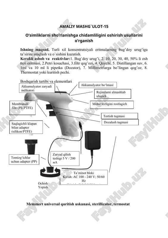 o’simliklarni sho’rlanishga chidamliligini oshirish usullarini o’rganish — DOCX
