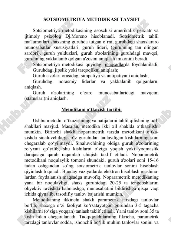 sotsiometriya metodikasi — DOCX