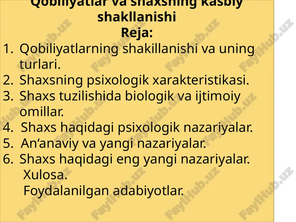 qobiliyatlar va shaxsning kasbiy shakllanishi — PPTX