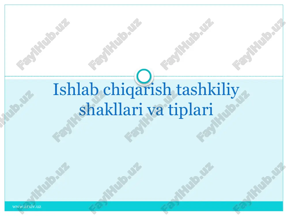 ishlab chiqarish tashkiliy shakllari va tiplari — PPTX