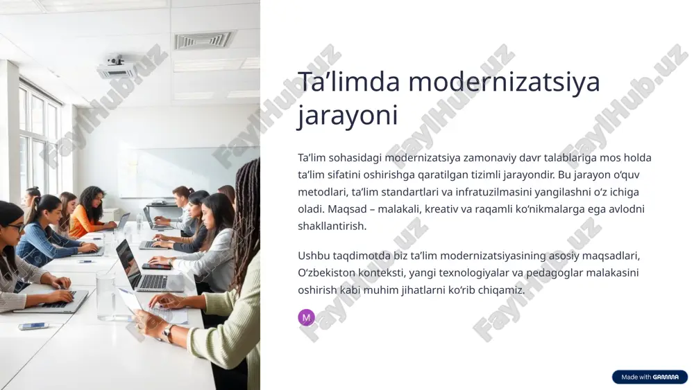 taʼlimda modernizatsiya jarayoni — PPTX