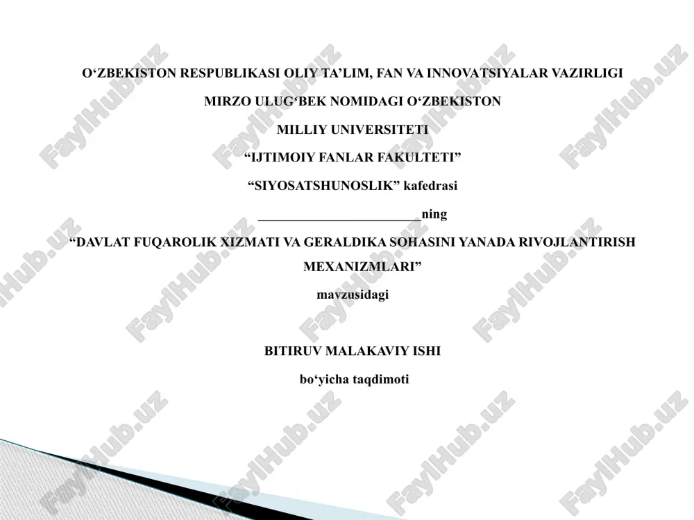 davlat fuqarolik xizmatini takomillashtirish — PPTX