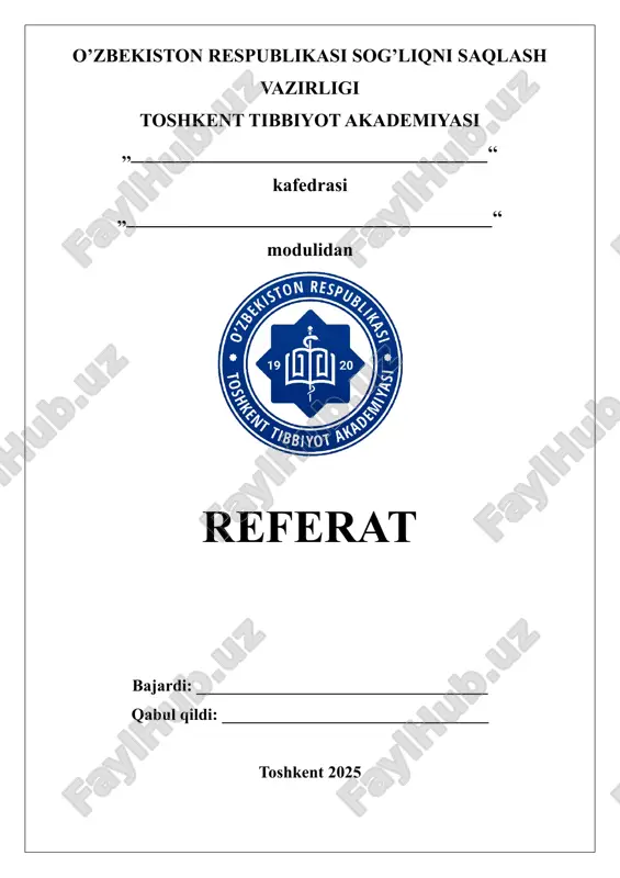 shifokor va bemor muloqotining psixologik xususiyatlari. referat 10 bet. — DOC