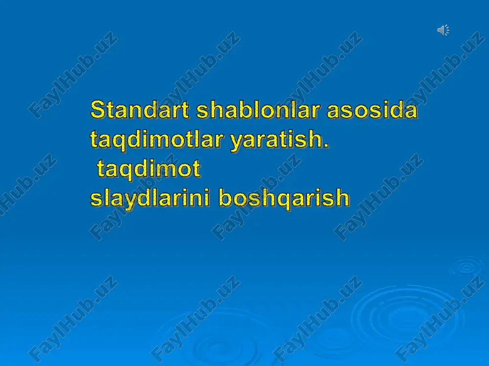 microsoft power point dasturi standart shablonlar asosida taqdimotlar yaratish, taqdimot slaydlarini boshqarish — PPT