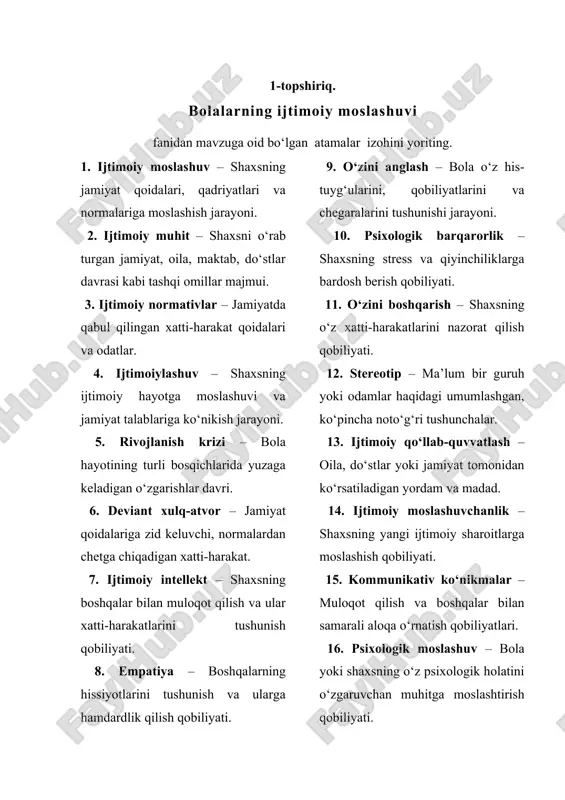 bolalarning ijtimoiy moslashuvi — DOCX