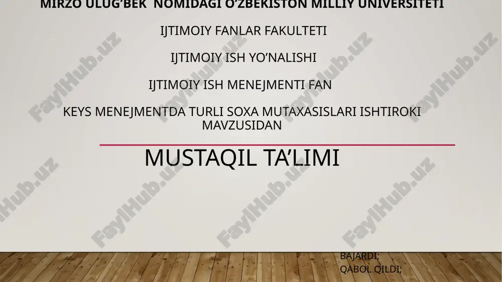 keys menejmentda turli soxa mutaxasislari ishtiroki — PPTX