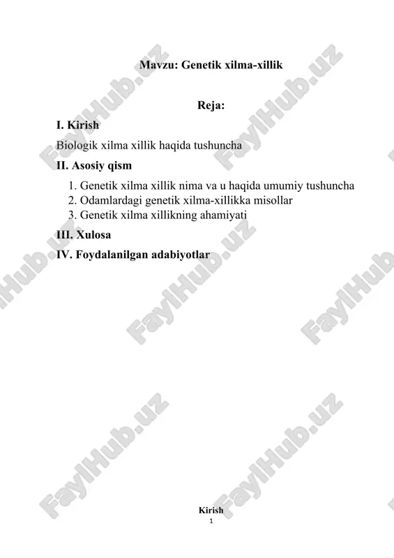 genetik xilma-xillik — DOCX