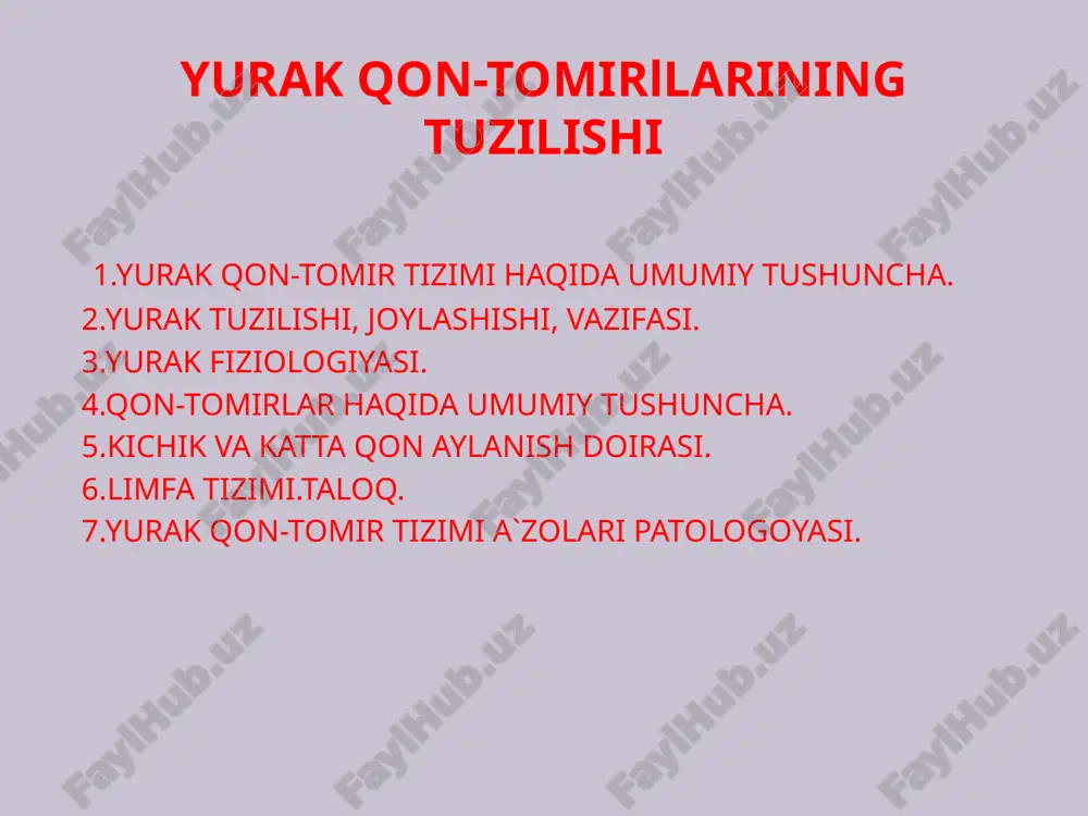 yurak qon-tomirlarining tuzilishi — PPTX