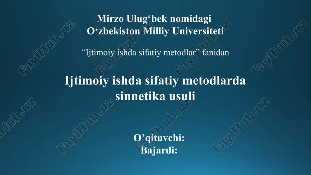 ijtimoiy ishda sifatiy metodlarda sinnetika usuli — PPTX