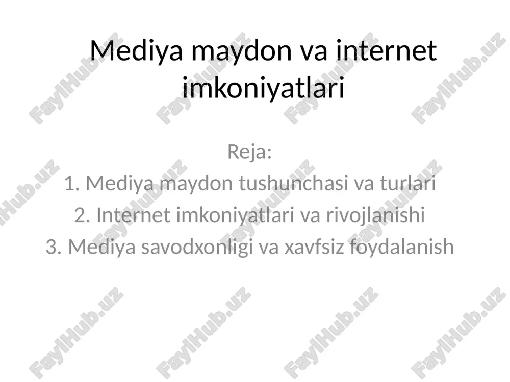 mediya maydon va internet imkoniyatlari — PPTX