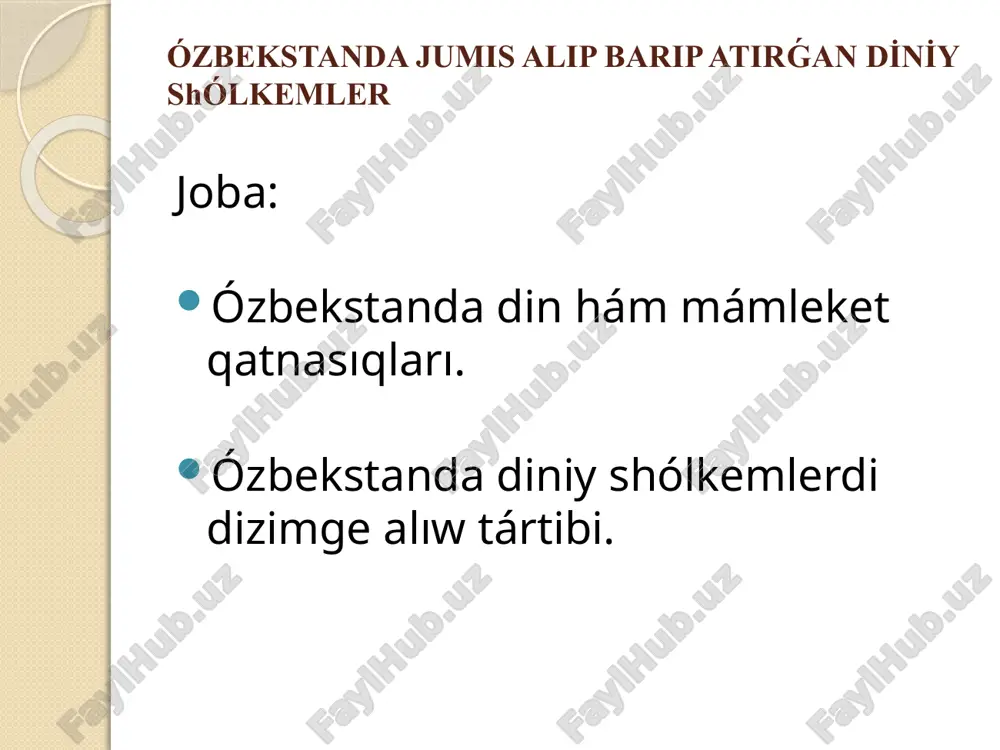 diniy shólkemler haqqında ma'lumotlar — PPTX