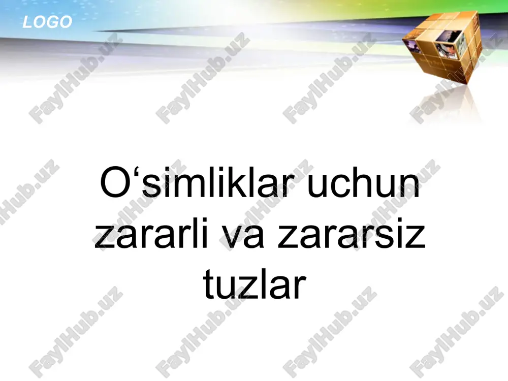 o‘simliklar uchun zararli va zararsiz tuzlar — PPTX