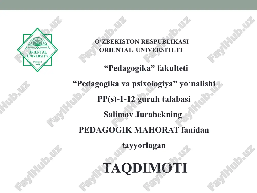 o’qituvchining kommunikativ qobilyati — PPTX