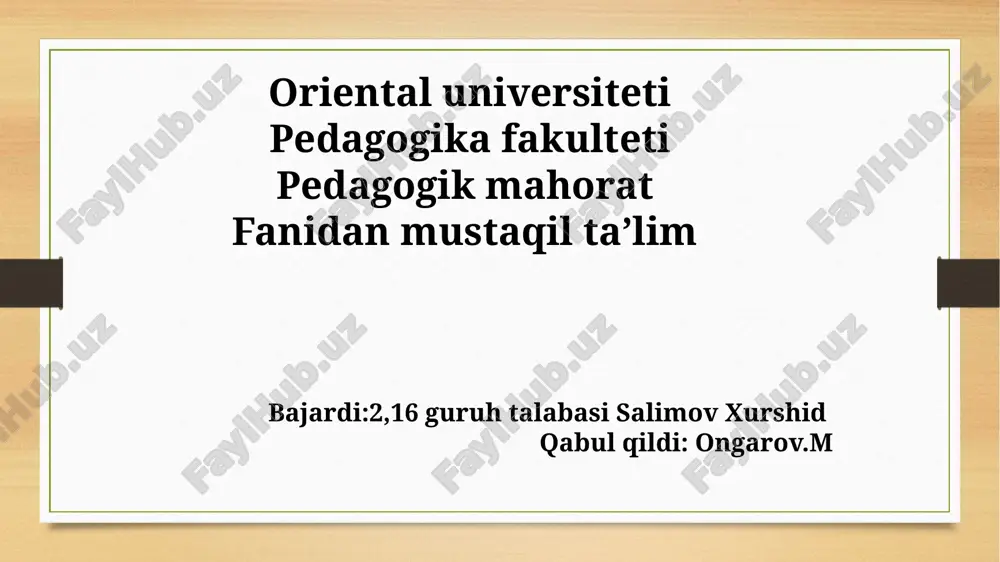 o’qituvchi faoliyatida muloqot madaniyati va psixologiyasi. — PPTX