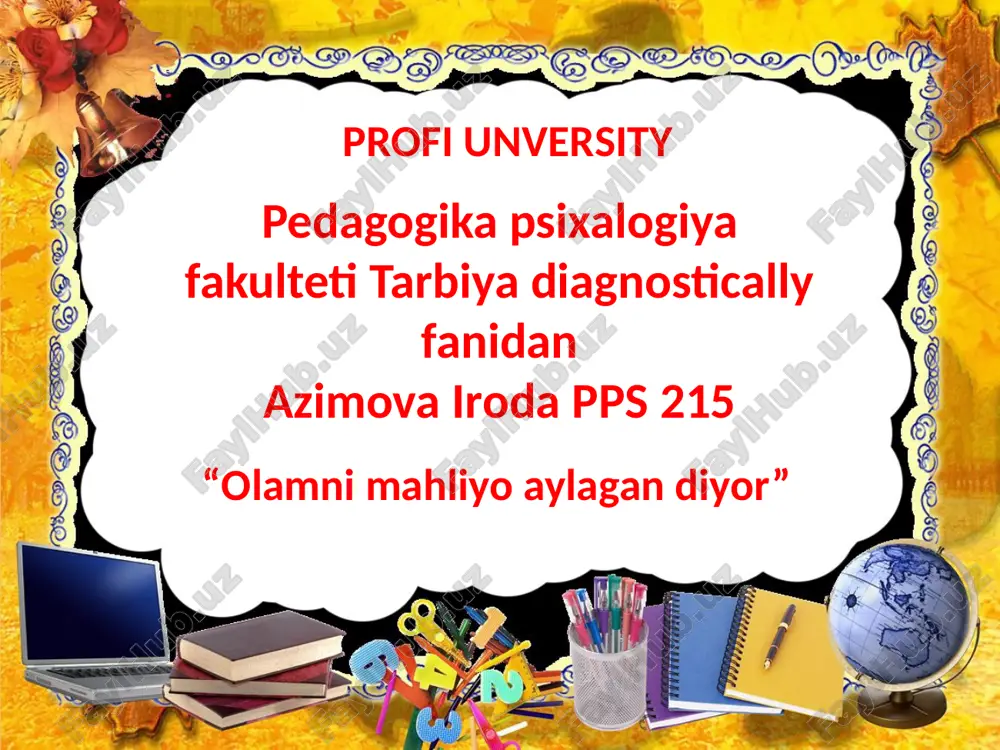 olamni mahliyo aylagan diyor — PPTX