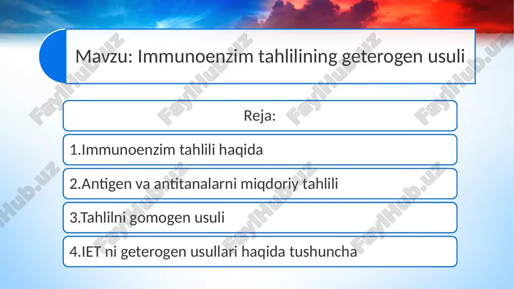immunoenzim tahlilining geterogen usuli — PPTX