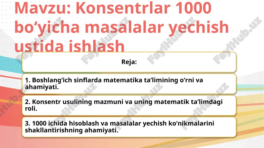 konsentrlar 1000 bo‘yicha masalalar yechish ustida ishlash — PPTX