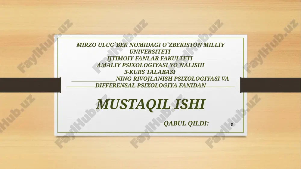 o`smirlik davri psixologiyasi — PPTX