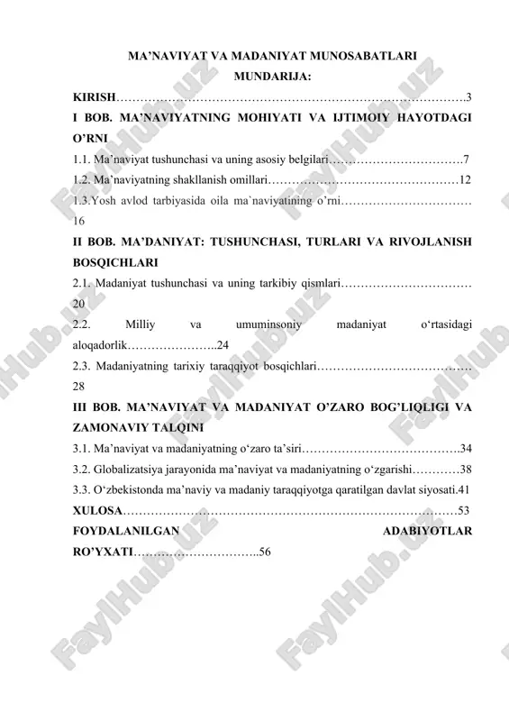 ma'naviyat va madaniyat o‘zaro bog'liqlik va zamonaviy talqini — DOCX