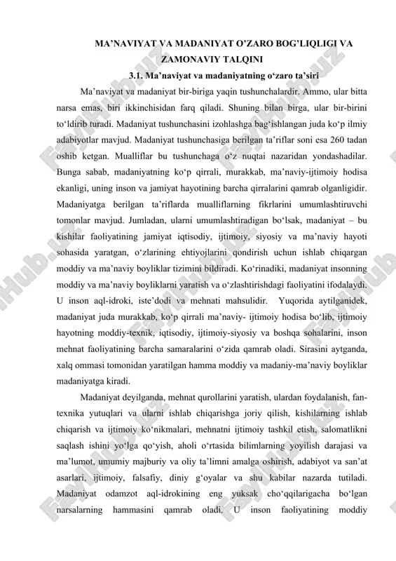 ma'naviyat va madaniyat o‘zaro bog'liqlik va zamonaviy talqini — DOCX