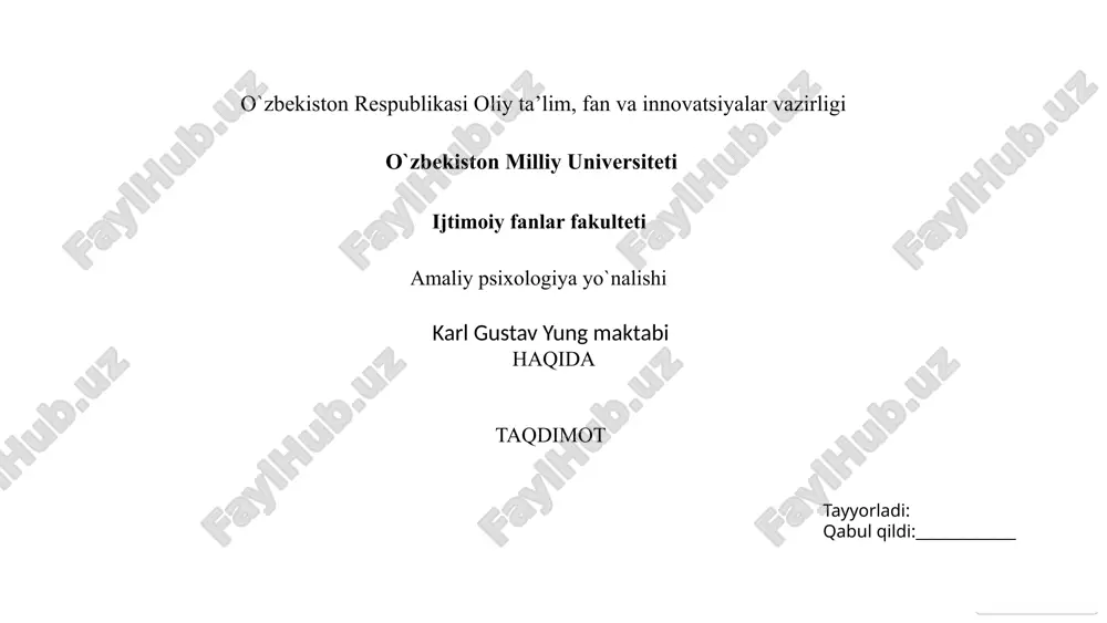 karl gustav yung maktabi haqida — PPTX