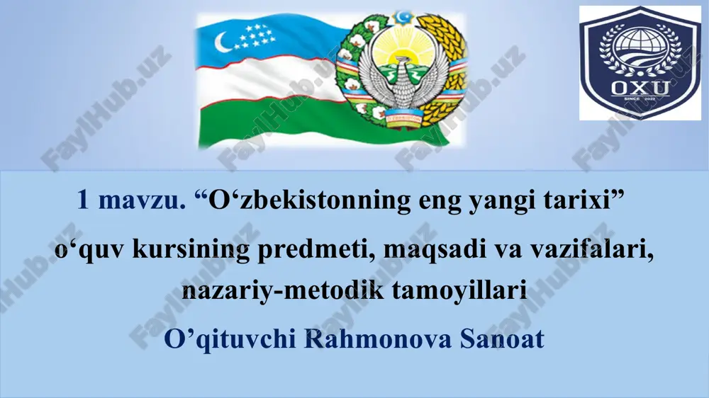 o‘zbekistonning eng yangi tarixi — PPT