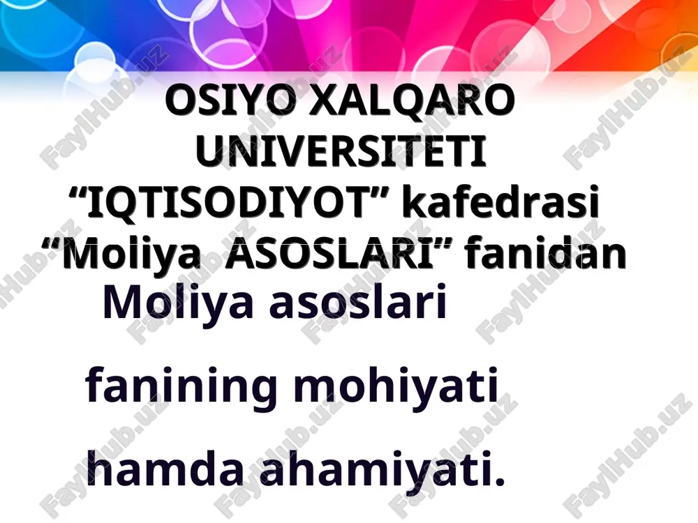 moliya asoslari — PPT