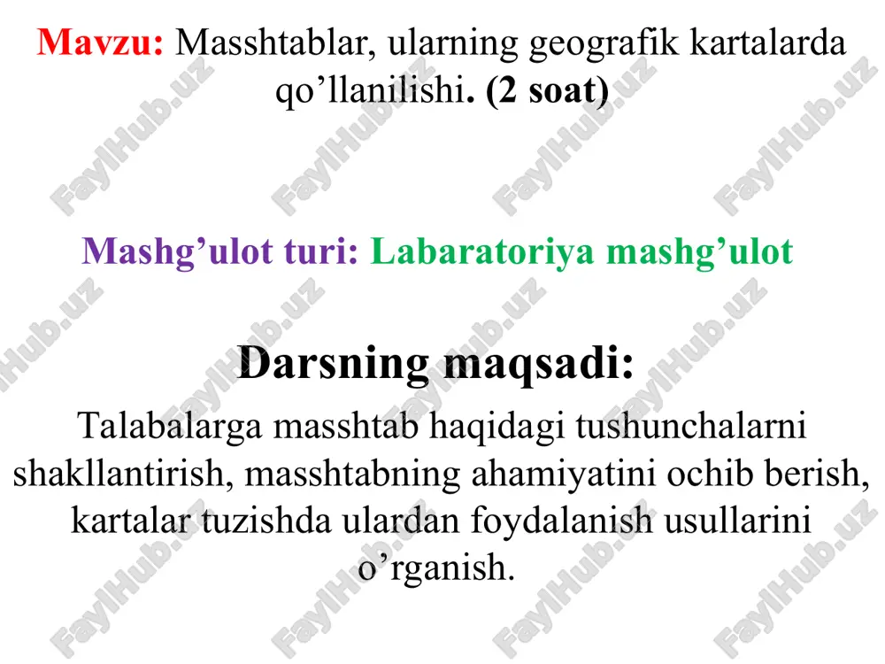 masshtablar, ularning geografik kartalarda qo’llanilishi. — PPT