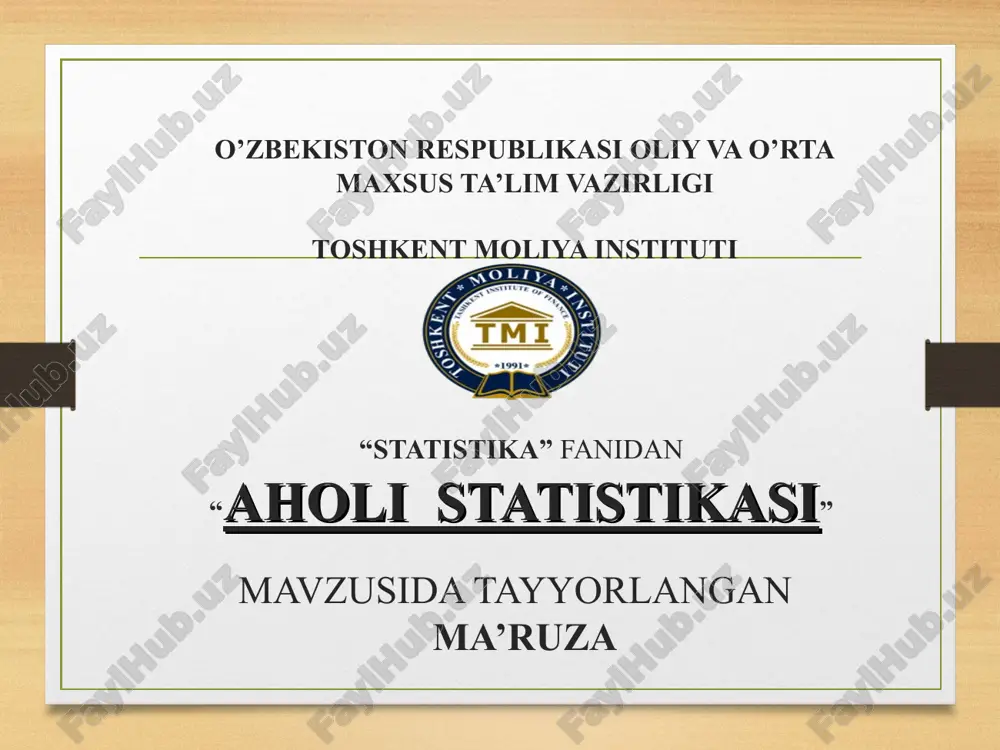 aholi statistikasi — PPT
