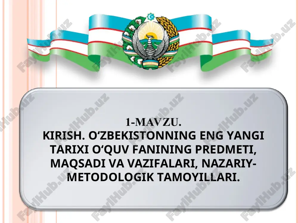 o‘zbekistonning eng yangi tarixi — PPT