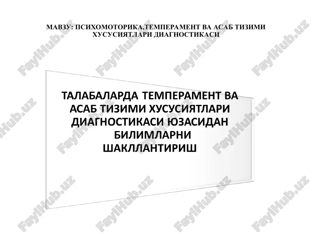 psixomotorika, temperament va asab tizimi hususiyatlari diagnostikasi — PPT