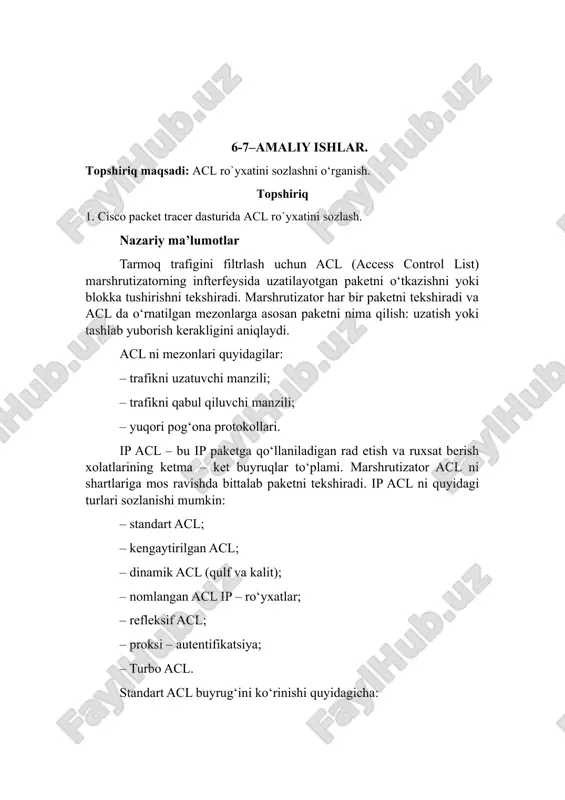 acl ro`yxatini sozlashni o‘rganish. — DOCX