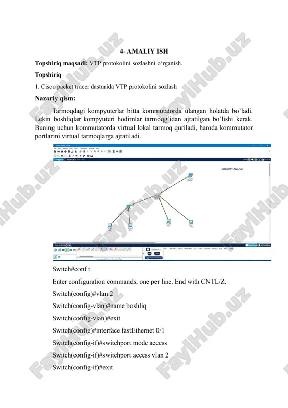 vtp protokolini sozlash — DOCX