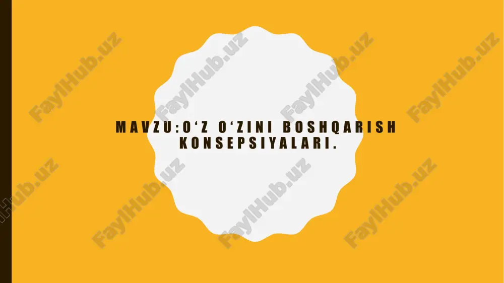o‘z o‘zini boshqarish konsepsiyalari — PPTX