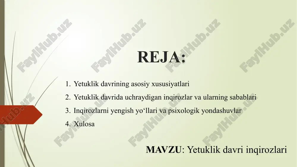 yetuklik davri inqirozlari — PPTX
