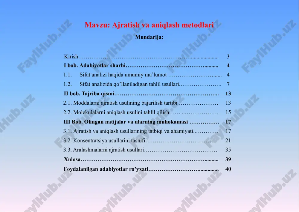 ajratish va aniqlash metodlari — PPTX