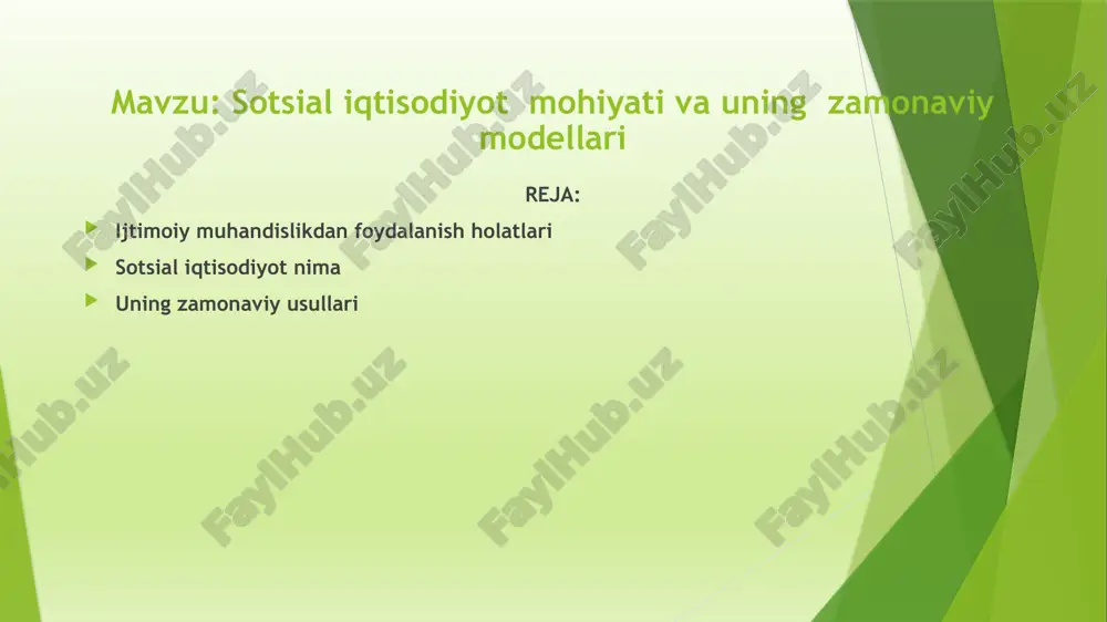 sotsial iqtisodiyot  mohiyati va uning  zamonaviy modellari — PPTX