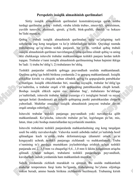 perspektiv issiqlik almashinish qurilmalari — DOCX