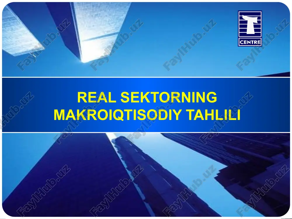 real sektorning makroiqtisodiy tahlili — PPT